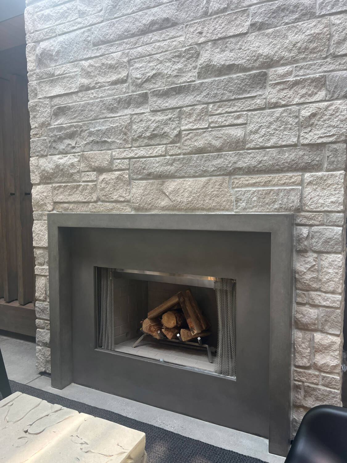 Concrete fireplace surround