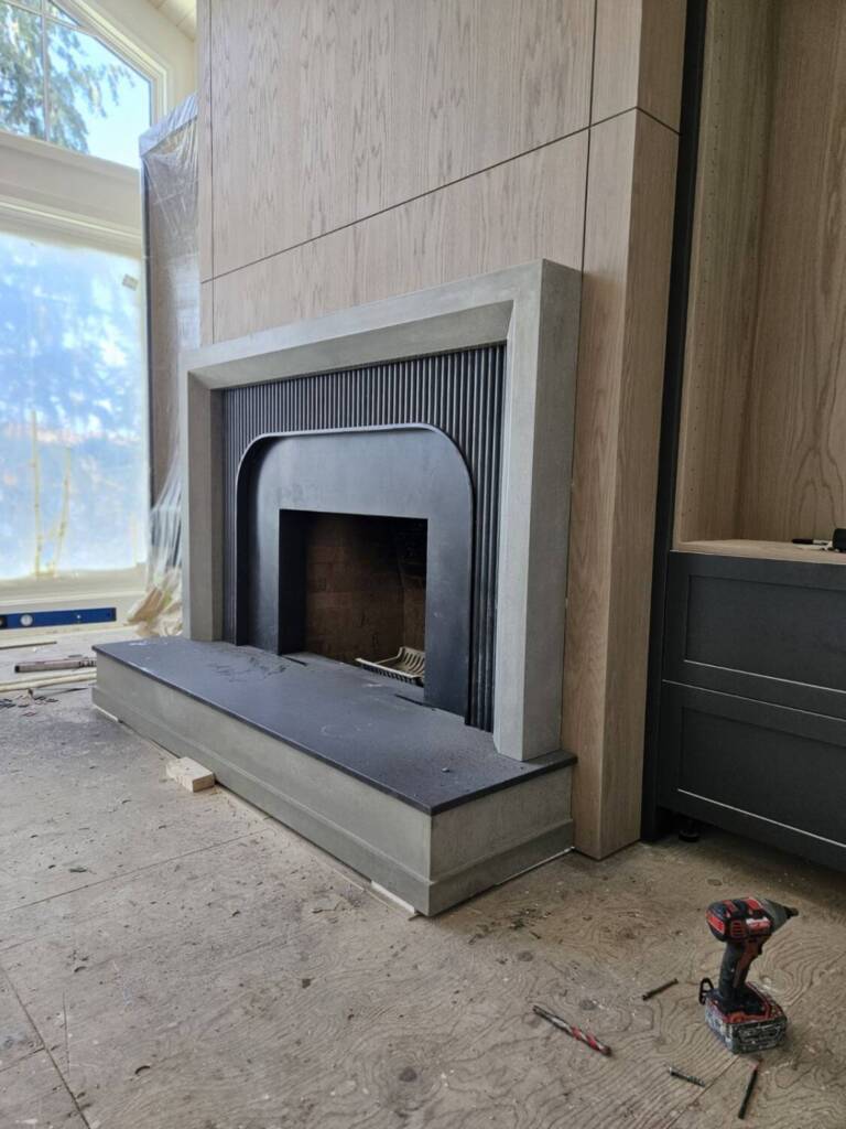 Semi Reeded 5 Piece Concrete Fireplace