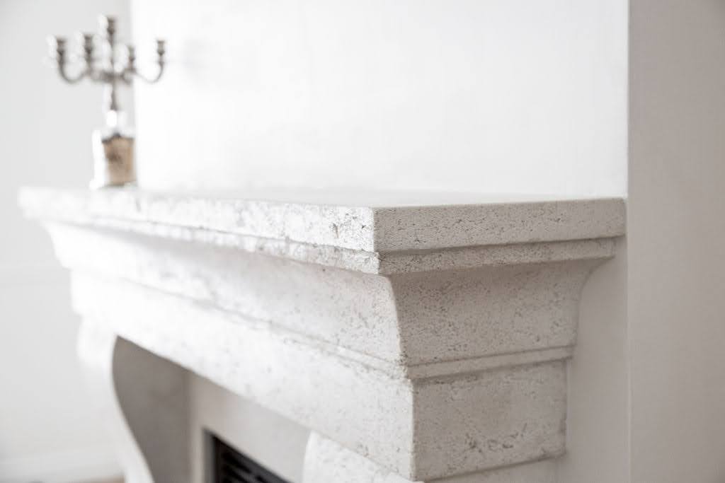 Hand Pressed Concrete Fireplace Surround with Mantel